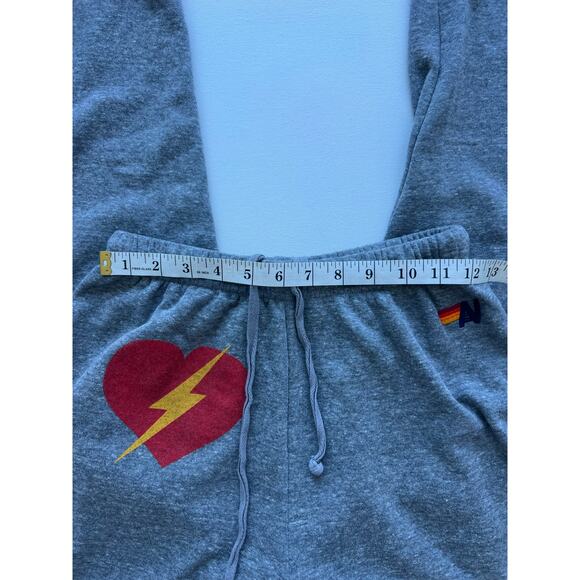 Aviator Nation Bolt Heart Cotton Blend Joggers In Heather Grey size S - Picture 6 of 10